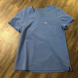 FIGS one pocket blue top (S)